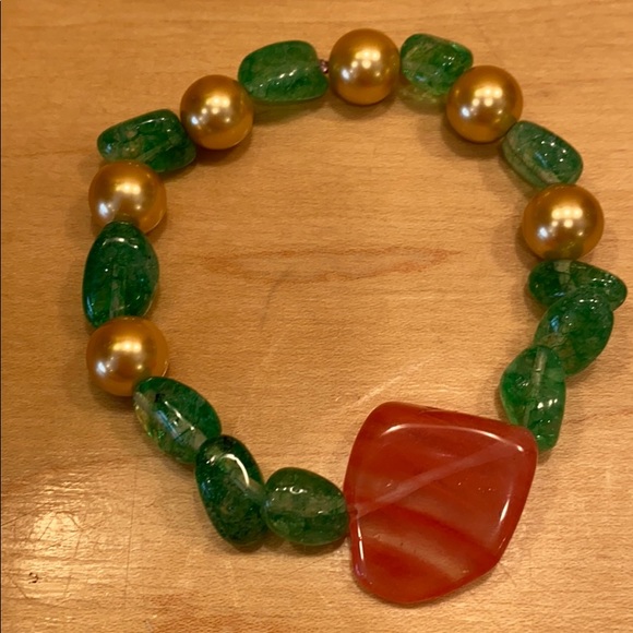 Bracelet with semi precious stones. Emerald green - Picture 2 of 5
